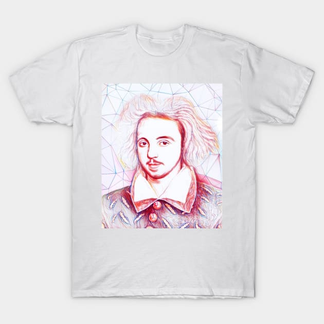 Christopher Marlowe Portrait | Christopher Marlowe Artwork | Line Art T-Shirt by JustLit